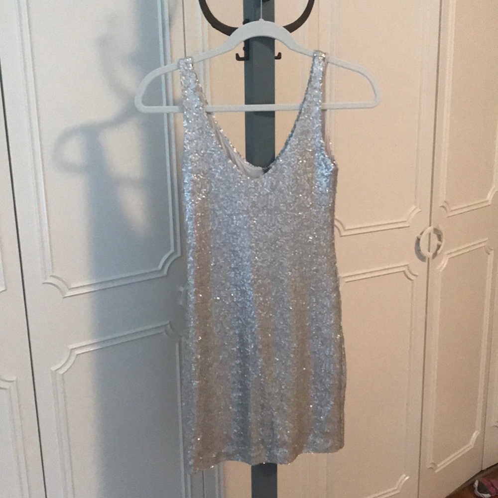 Silver sequin dress